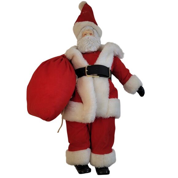 Vintage Porcelain Traditional Santa Claus Figure 16" Boots Toy Sack Holiday - Picture 1 of 14